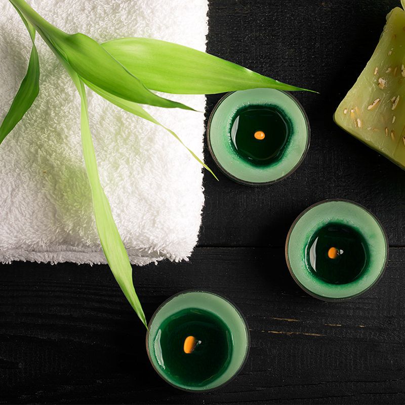 Folded Towel with Candles Burning Folded Towel with Candles Burning
